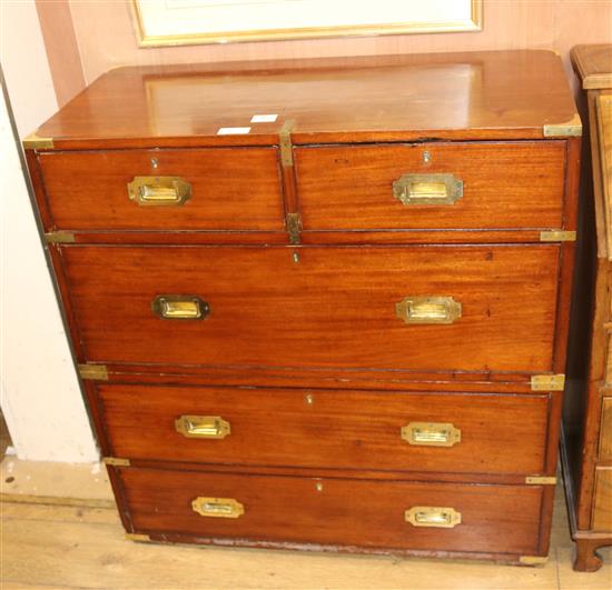 A late Victorian teak Wellington chest, W.92cm